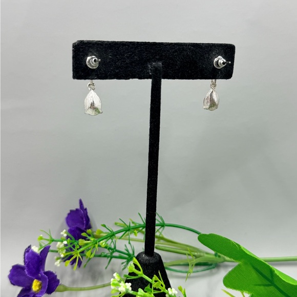 Silver Drop Earrings with Purple and Teal Crystal Gemstones - Picture 5 of 6